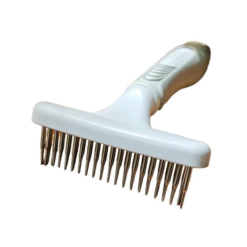 Professional Pet Deshedding Slicker Brush with Ergonomic Rubber Handle - Stainless Steel and Rubber Grooming Tool for Dogs and Cats, Effectively Detangles Fur and Removes Loose Hair, Suitable for All Coat Lengths, Includes Moisturizing Deodorizing Features