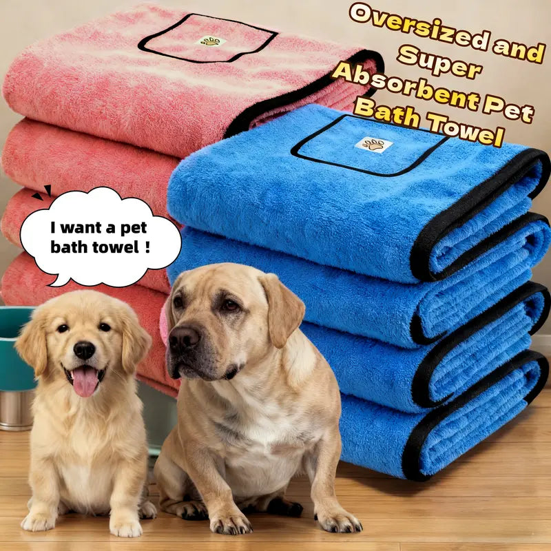 Extra Large Universal Pet Grooming Bath Towel - 51*27.55 Inches, 51" Full Coverage 51×27.55" Wrap for Puppies, Dense Plush Fibers, Ultra-Fine Soft Bristle Glide, Moisture-Trap, Instant Dry, Fade-Fray Resistant, Gentle on Skin