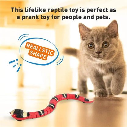 USB Rechargeable Smart Sensor Snake Cat Toy - Obstacle-Avoidance, No Remote Control, Charge before Use, 1 X USB Charging Cable, Halloween Prank Prop, Great Gift for Indoor Cats & Children