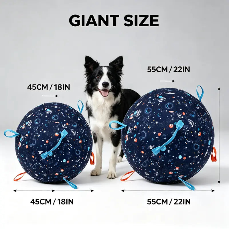 Interactive Giant Herding Ball for Dogs - 18" & 22" Outdoor Exercise Toy with Grab Loops for Medium and Large Breeds