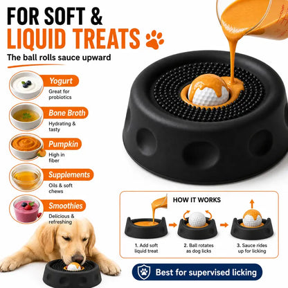 Professional Dog Food Slow Feeder Bowl - Versatile No-Mess Liquid Bowl with Lick Mat Ball, 8 Durable Suction Cups, Dishwasher Safe for Enhanced Dog Enrichment and Controlled Eating