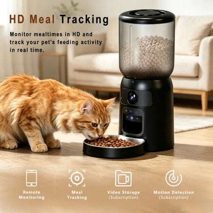 Taleboss Smart Automatic Cat Feeder with Camera, 5L Capacity, Laser Toy, 1080P HD Video, App Control, Night Vision, Dual Band WiFi, and Two-Way Audio