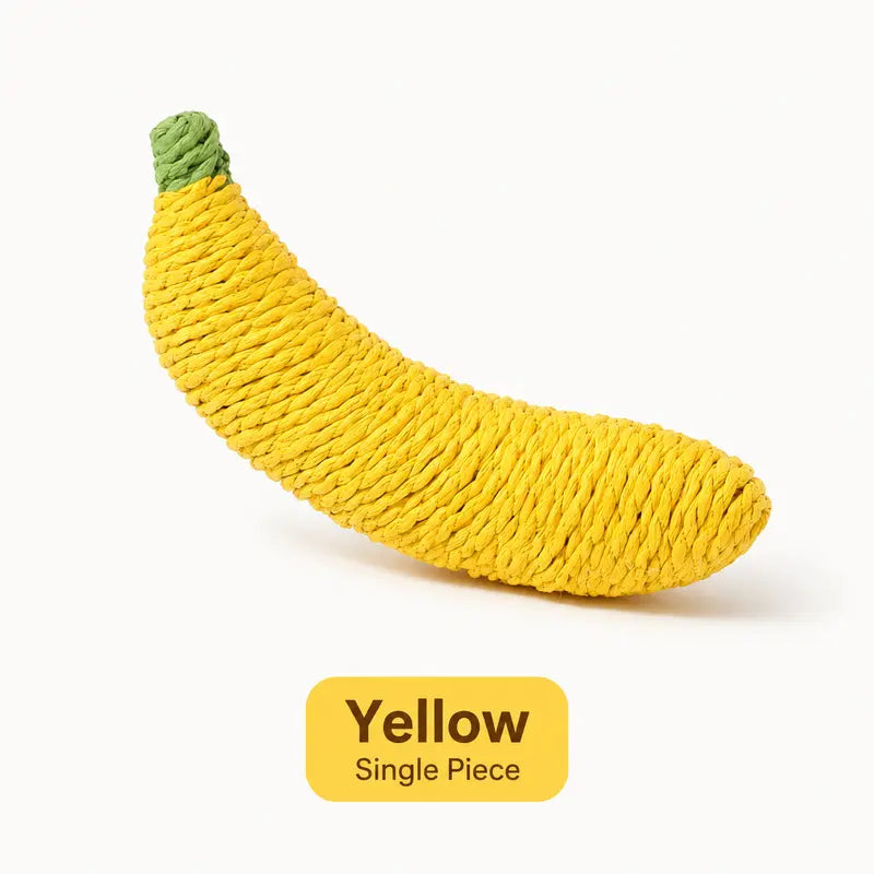 Sisal Banana Interactive Cat Toy - Compact 40g Chew and Scratch Toy for Indoor Play (Yellow/Green)