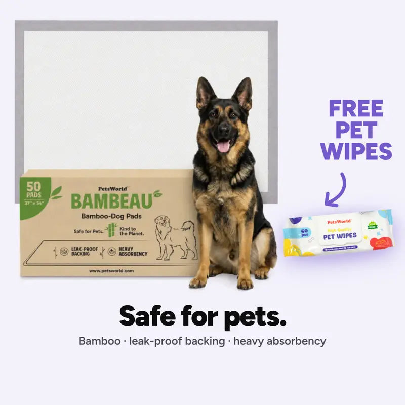 Bambeau Premium Eco-Friendly Bamboo Dog Pads, 3XL (37x54 Inch), 25 Count - Extra Large Unbleached, Chlorine-Free Potty Pads with Leak-Proof Backing and Natural Odor Control