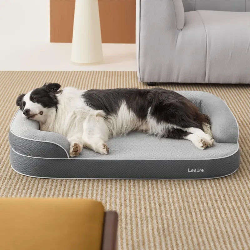 Lesure Realortho Orthopedic Dog Bed for Large and Senior Dogs - 3-Layer Premium Memory Foam with Joint Protection, Waterproof Washable Cover, Ideal for Deep Sleep and Comfort