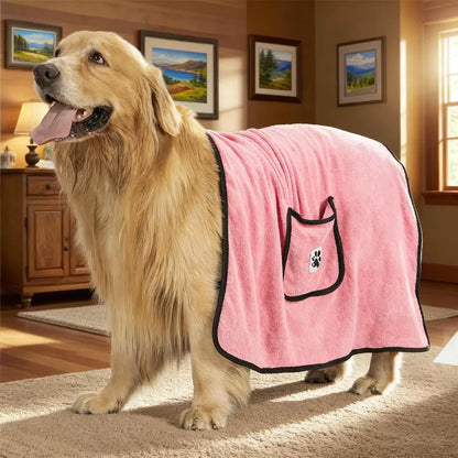 Extra Large Universal Pet Grooming Bath Towel - 51*27.55 Inches, 51" Full Coverage 51×27.55" Wrap for Puppies, Dense Plush Fibers, Ultra-Fine Soft Bristle Glide, Moisture-Trap, Instant Dry, Fade-Fray Resistant, Gentle on Skin
