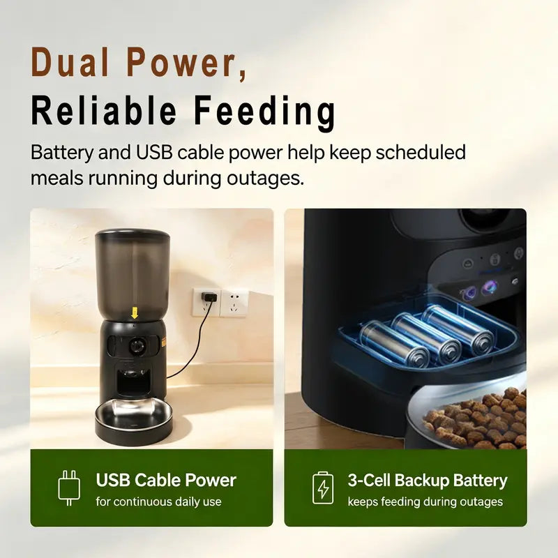 Taleboss Smart Automatic Cat Feeder with Camera, 5L Capacity, Laser Toy, 1080P HD Video, App Control, Night Vision, Dual Band WiFi, and Two-Way Audio