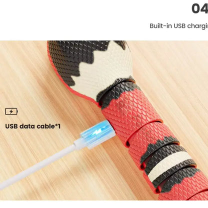 USB Rechargeable Smart Sensor Snake Cat Toy - Obstacle-Avoidance, No Remote Control, Charge before Use, 1 X USB Charging Cable, Halloween Prank Prop, Great Gift for Indoor Cats & Children
