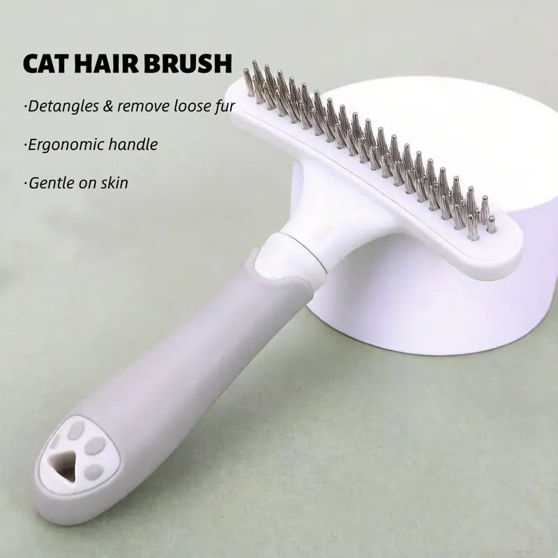 Professional Pet Deshedding Slicker Brush with Ergonomic Rubber Handle - Stainless Steel and Rubber Grooming Tool for Dogs and Cats, Effectively Detangles Fur and Removes Loose Hair, Suitable for All Coat Lengths, Includes Moisturizing Deodorizing Features