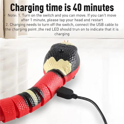USB Rechargeable Smart Sensor Snake Cat Toy - Obstacle-Avoidance, No Remote Control, Charge before Use, 1 X USB Charging Cable, Halloween Prank Prop, Great Gift for Indoor Cats & Children