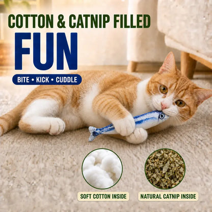 Set of 2 Catnip-Infused Plush Fish Toys, Realistic Design for Kittens, Soft Kicker Toys Measuring 7.9 Inches