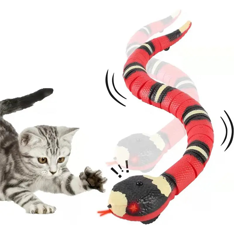 USB Rechargeable Smart Sensor Snake Cat Toy - Obstacle-Avoidance, No Remote Control, Charge before Use, 1 X USB Charging Cable, Halloween Prank Prop, Great Gift for Indoor Cats & Children