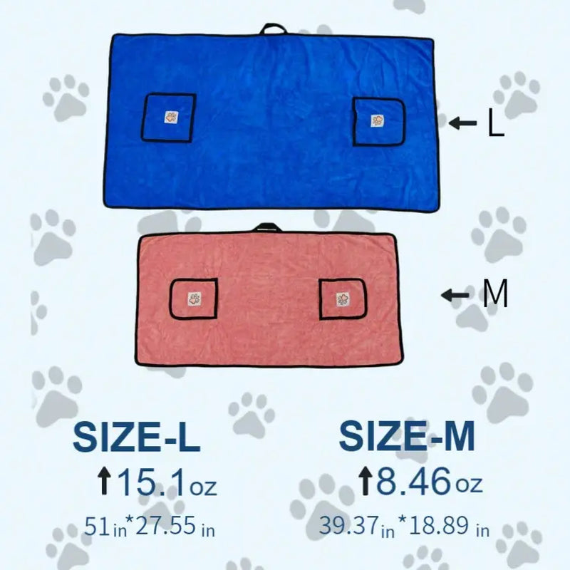 Extra Large Universal Pet Grooming Bath Towel - 51*27.55 Inches, 51" Full Coverage 51×27.55" Wrap for Puppies, Dense Plush Fibers, Ultra-Fine Soft Bristle Glide, Moisture-Trap, Instant Dry, Fade-Fray Resistant, Gentle on Skin