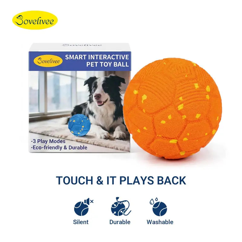 Sovelivee Interactive Plaid Dog Ball - Motion-Activated Automatic Toy, USB-Rechargeable, Silent Mode, Durable Design for Indoor Exercise and Boredom Relief