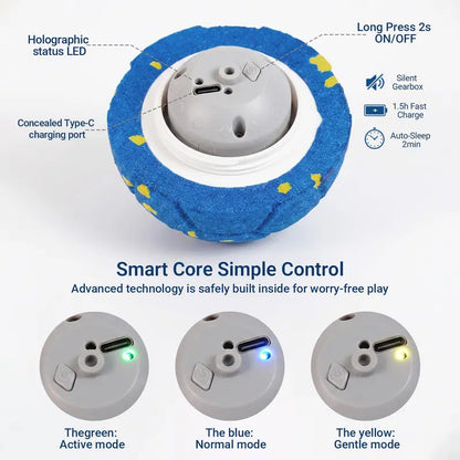 Sovelivee Interactive Plaid Dog Ball - Motion-Activated Automatic Toy, USB-Rechargeable, Silent Mode, Durable Design for Indoor Exercise and Boredom Relief