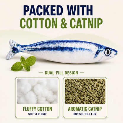 Set of 2 Catnip-Infused Plush Fish Toys, Realistic Design for Kittens, Soft Kicker Toys Measuring 7.9 Inches