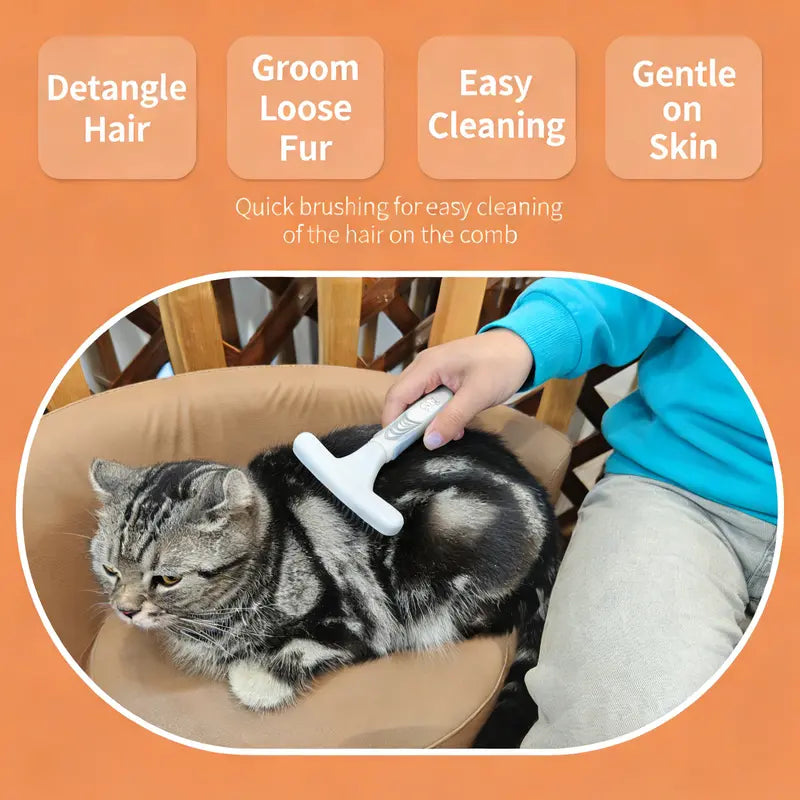 Professional Pet Deshedding Slicker Brush with Ergonomic Rubber Handle - Stainless Steel and Rubber Grooming Tool for Dogs and Cats, Effectively Detangles Fur and Removes Loose Hair, Suitable for All Coat Lengths, Includes Moisturizing Deodorizing Features