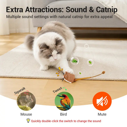Potaroma Smart Rolling Plush Mouse Cat Toy - Automatic Motion-Activated Interactive Exercise Game, Rechargeable for Indoor Cats