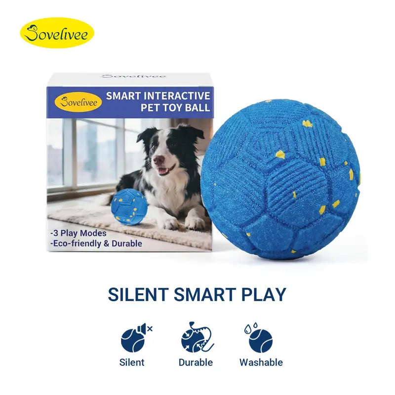 Sovelivee Interactive Plaid Dog Ball - Motion-Activated Automatic Toy, USB-Rechargeable, Silent Mode, Durable Design for Indoor Exercise and Boredom Relief