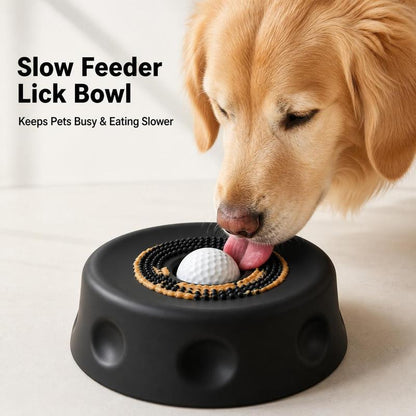 Professional Dog Food Slow Feeder Bowl - Versatile No-Mess Liquid Bowl with Lick Mat Ball, 8 Durable Suction Cups, Dishwasher Safe for Enhanced Dog Enrichment and Controlled Eating
