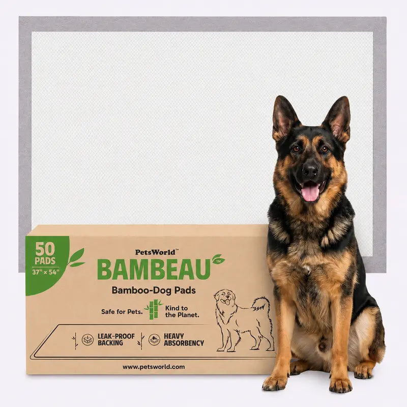 Bambeau Premium Eco-Friendly Bamboo Dog Pads, 3XL (37x54 Inch), 25 Count - Extra Large Unbleached, Chlorine-Free Potty Pads with Leak-Proof Backing and Natural Odor Control