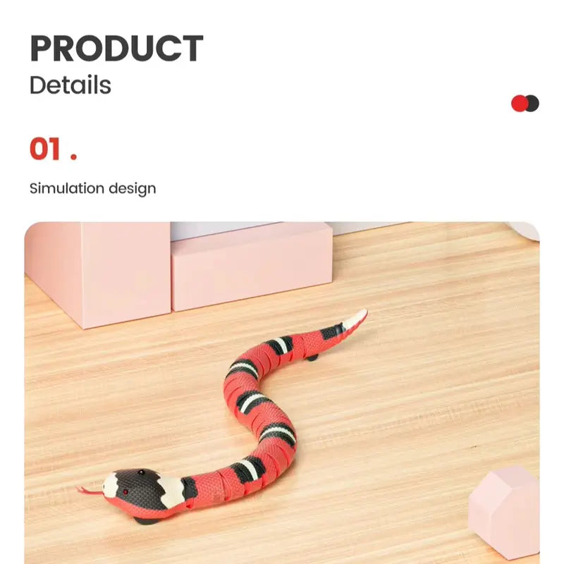 USB Rechargeable Smart Sensor Snake Cat Toy - Obstacle-Avoidance, No Remote Control, Charge before Use, 1 X USB Charging Cable, Halloween Prank Prop, Great Gift for Indoor Cats & Children