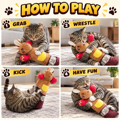 24.8" Interactive Plush Cat Wrestling Toy - Bunny Kick Puppet for Engaging Indoor Play and Active Grabbing