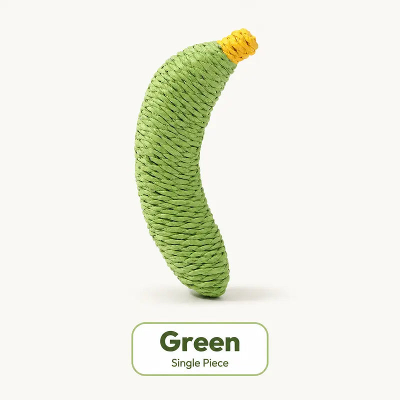 Sisal Banana Interactive Cat Toy - Compact 40g Chew and Scratch Toy for Indoor Play (Yellow/Green)