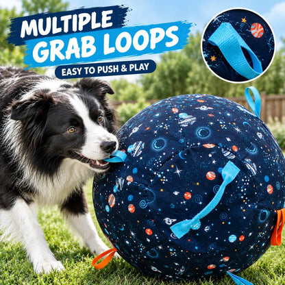 Interactive Giant Herding Ball for Dogs - 18" & 22" Outdoor Exercise Toy with Grab Loops for Medium and Large Breeds