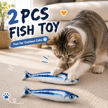 Set of 2 Catnip-Infused Plush Fish Toys, Realistic Design for Kittens, Soft Kicker Toys Measuring 7.9 Inches