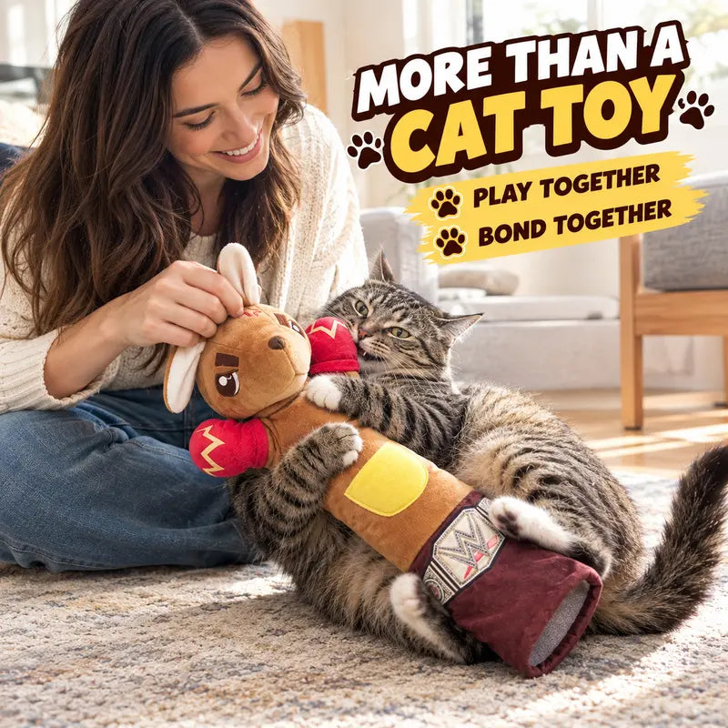 24.8" Interactive Plush Cat Wrestling Toy - Bunny Kick Puppet for Engaging Indoor Play and Active Grabbing