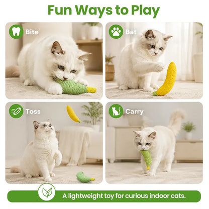 Sisal Banana Interactive Cat Toy - Compact 40g Chew and Scratch Toy for Indoor Play (Yellow/Green)