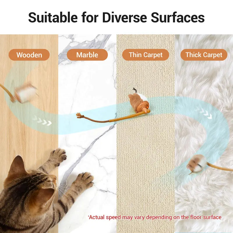 Potaroma Smart Rolling Plush Mouse Cat Toy - Automatic Motion-Activated Interactive Exercise Game, Rechargeable for Indoor Cats