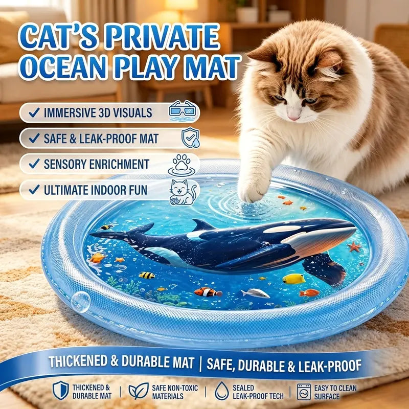 Thickened Anti-Scratch Leakproof Cat Water Mat - Durable Indoor Interactive Toy and Cooling Mat, Ideal for Christmas Gifts and Pet Accessories