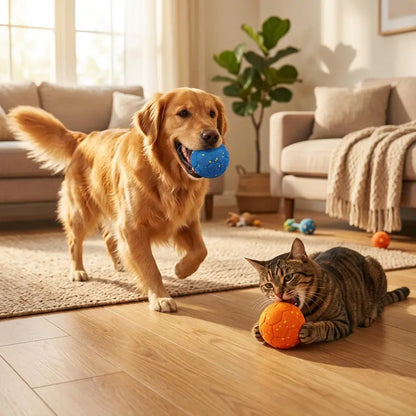 Sovelivee Interactive Plaid Dog Ball - Motion-Activated Automatic Toy, USB-Rechargeable, Silent Mode, Durable Design for Indoor Exercise and Boredom Relief