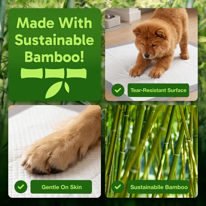 Bambeau Premium Eco-Friendly Bamboo Dog Pads, 3XL (37x54 Inch), 25 Count - Extra Large Unbleached, Chlorine-Free Potty Pads with Leak-Proof Backing and Natural Odor Control